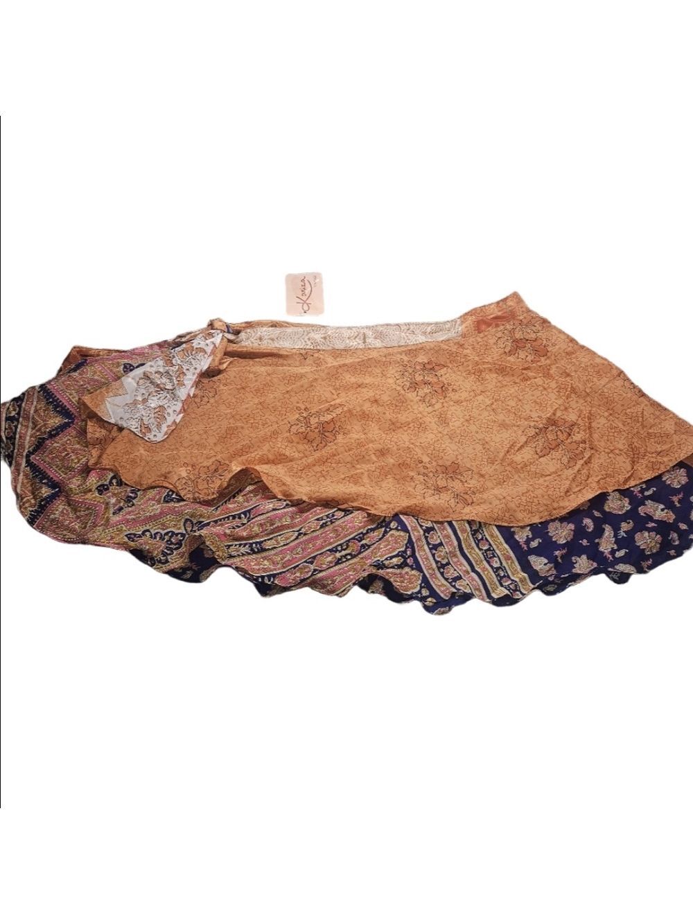 Kariza Vintage One-of-a-Kind Silk Tie Waist Skirt | Short | Boho Artisan - Picture 2 of 12